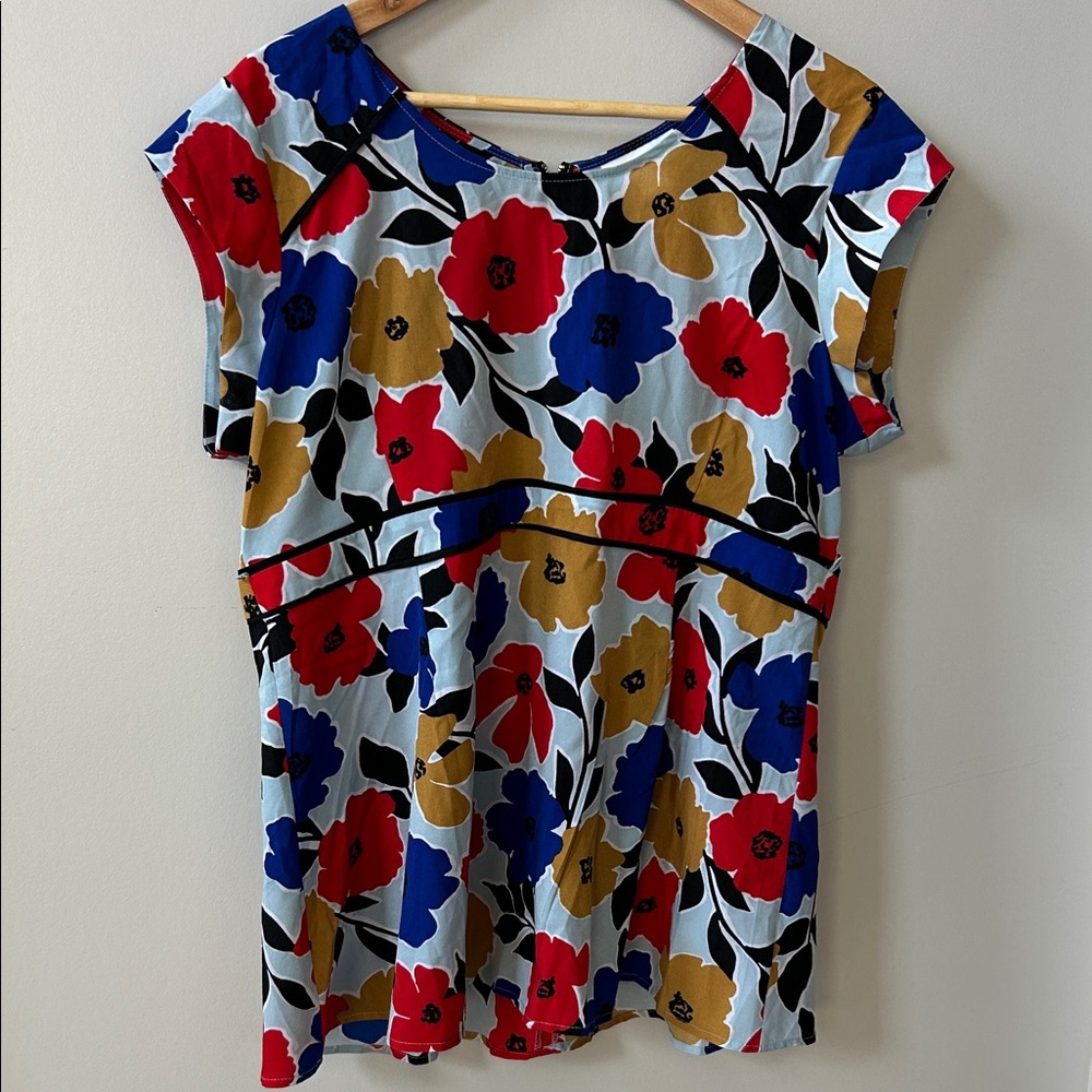 Motherhood Floral Blouse - Red, Blue, Yellow